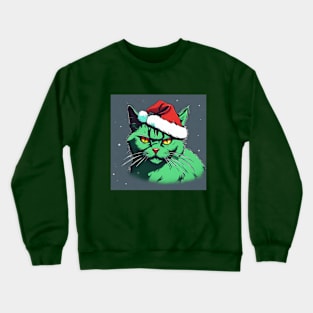 cute the grinch cat version Crewneck Sweatshirt